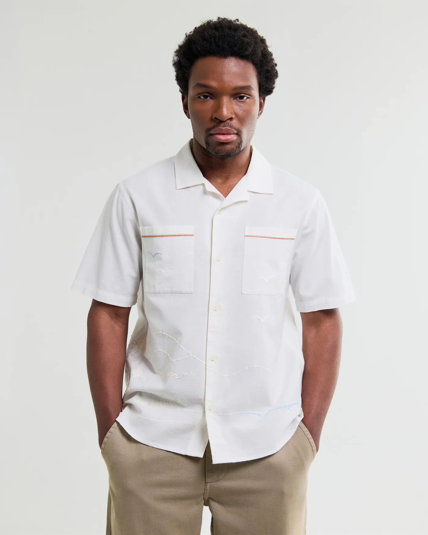 Wax London Didcot Shirt Summer Back Applique - Ecru - Image 3