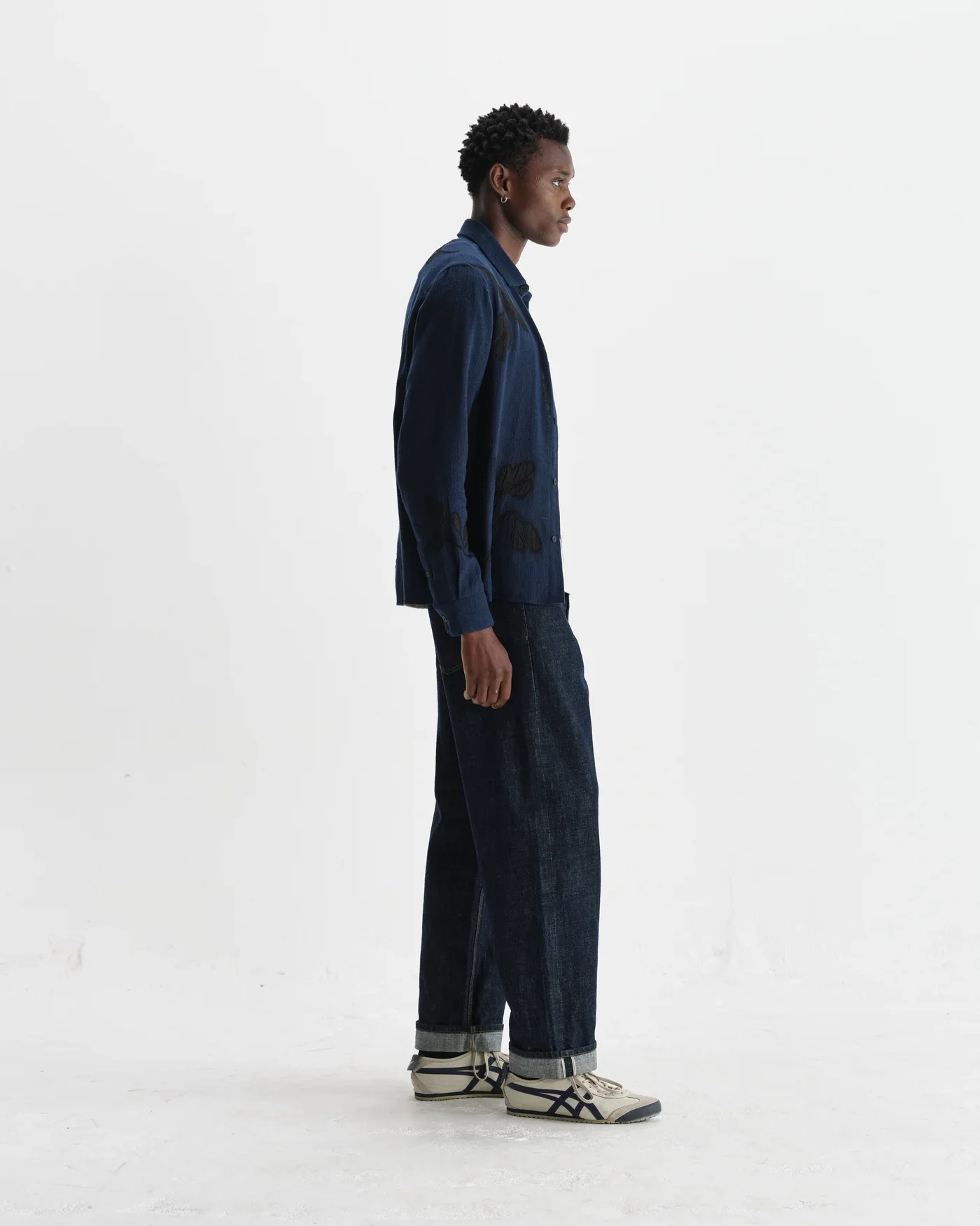 Wax London Halcomb Herringbone Applique Shirt - Navy - Image 5