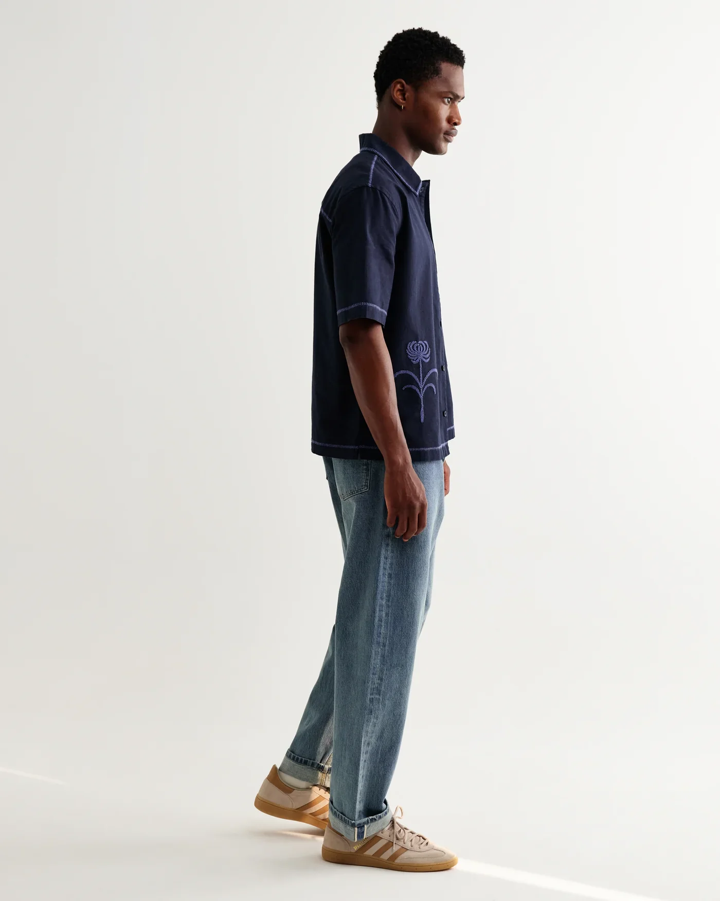 Wax London Keats Embroidered Shirt - Navy / Blue - Image 5
