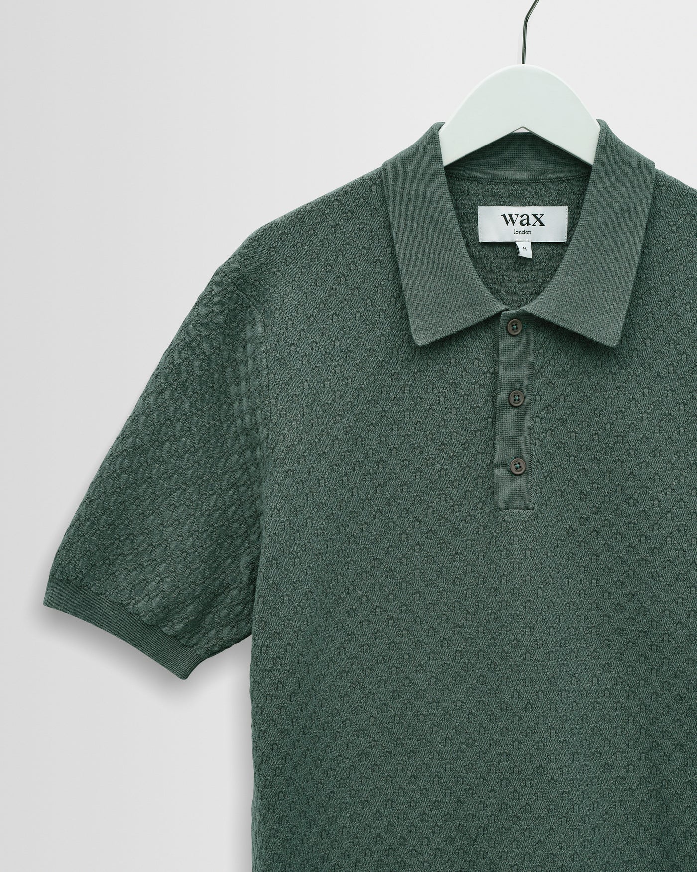 Wax London Naples Retro Diamond Knitted Polo - Sea Green - Image 6